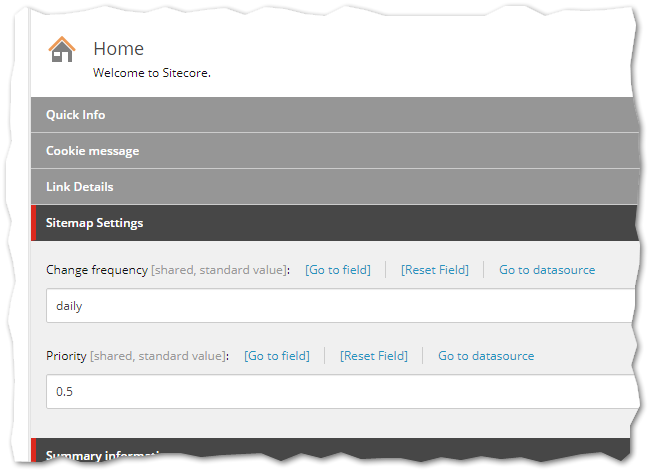Site map settings