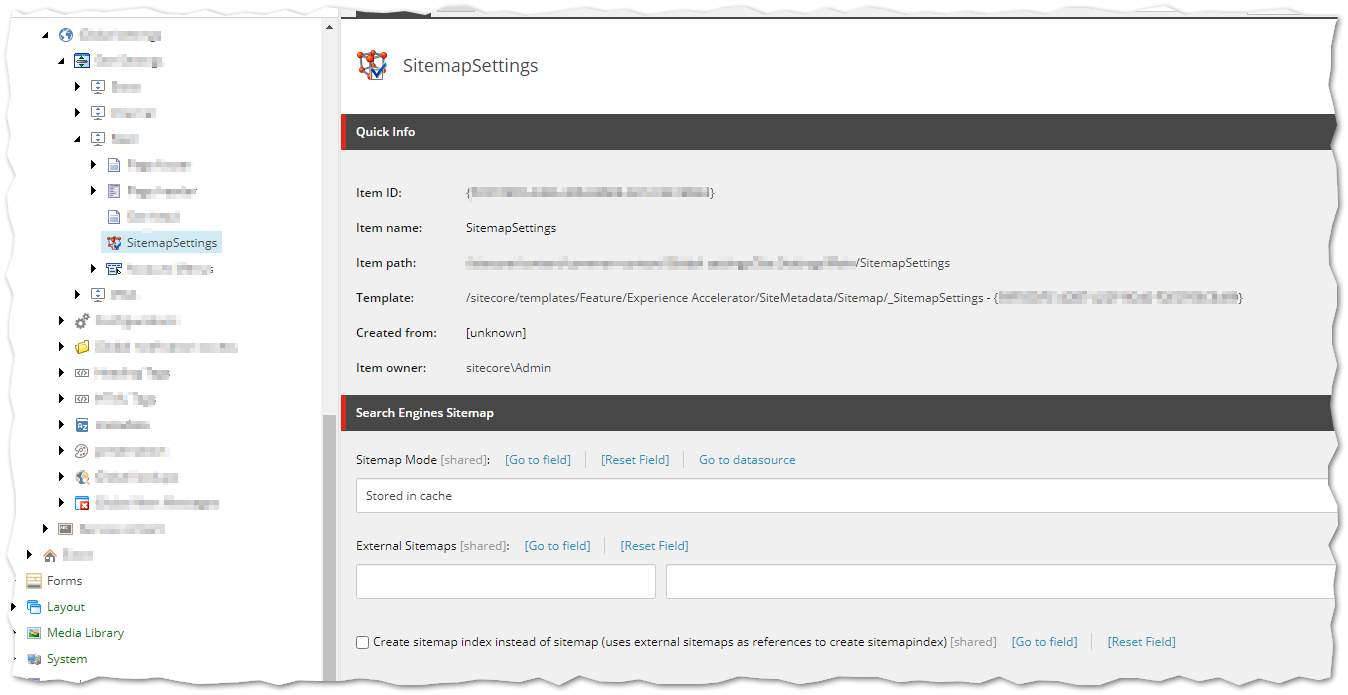Site map settings